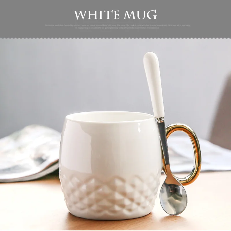 Новинка 355 мл кофейная кружка креативная Модная Золотая Ручка керамическая с