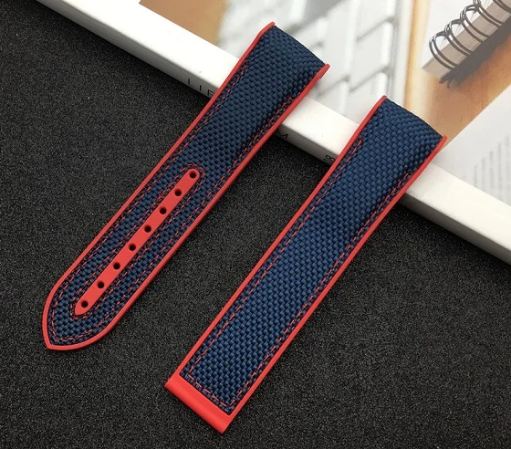 20mm blue red edge 20 мм 22 мм резиновые силиконовые браслеты для часов нейлоновый ремешок для часов Omega ремешок Seamaster 300 Speedmaster 8900 инструменты для планеты океана - Цвет ремешка: 20mm blue red edge