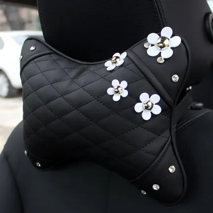 1pcs neck pillow Кожаный автомобиль Seatblet переключения ручного тормоза крышка набор рулевого колеса шеи Подушка для поддержки поясницы солнцезащитный козырек тканевая сумка Противоскользящий коврик - Название цвета: 1pcs neck pillow