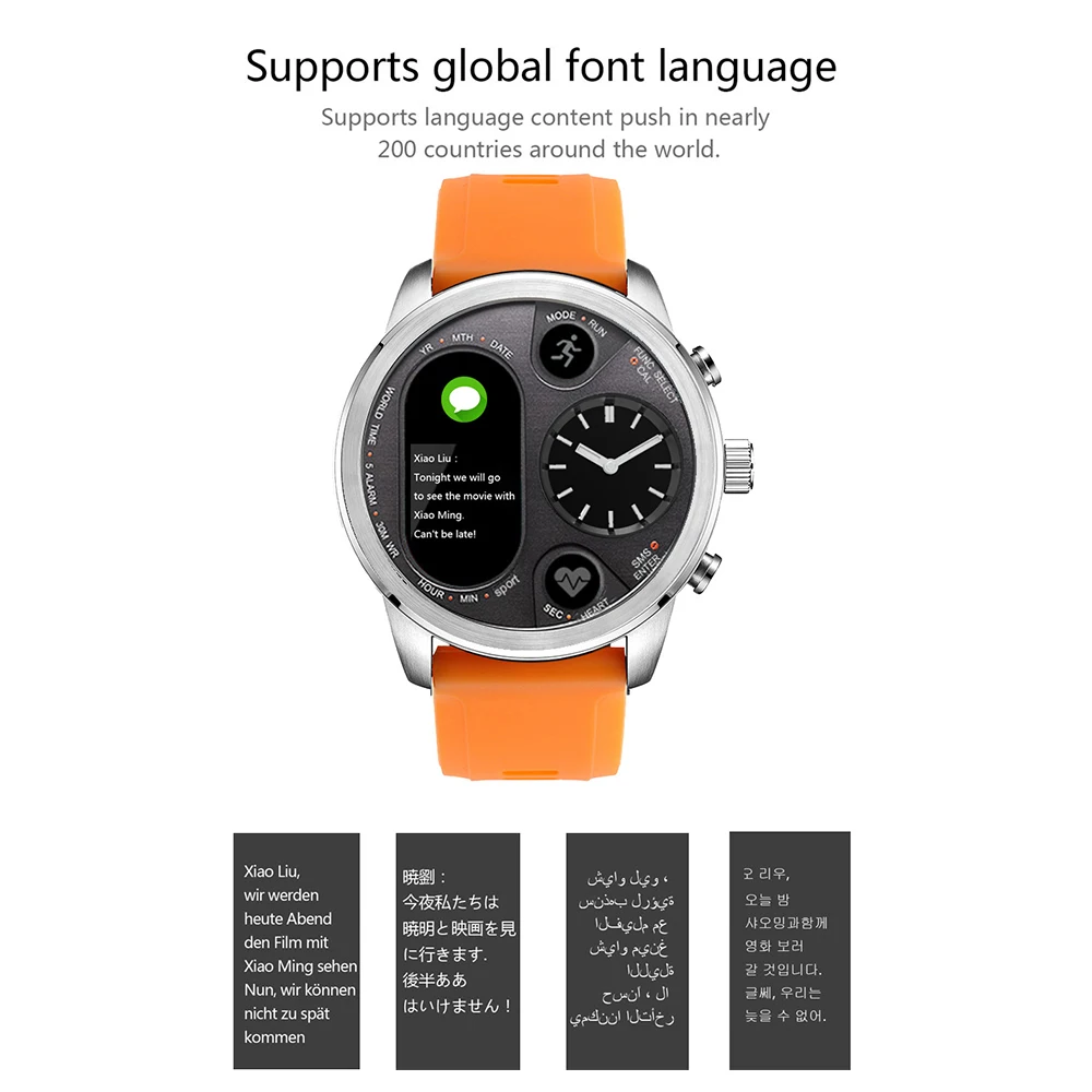 WQ T3 Смарт часы с двойным дисплеем монитор сердечного ритма крови Давление Фитнес