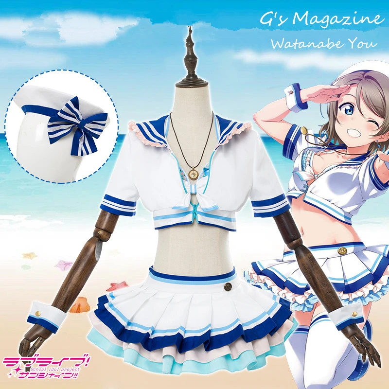 Love Live Sunshine Aqours G's Magazine костюм для косплея Chika Riko Dia Ruby Yoshiko Mari женские летние