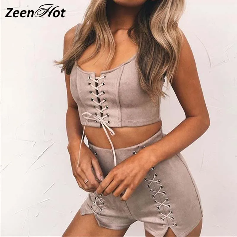 Новые замшевые комплекты из 2 предметов комбинезон на бретельках боди шнуровке