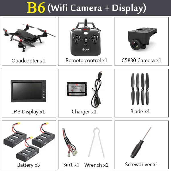 C5830 D43 MJX Bugs 6 B6 2,4G RC вертолет высокоскоростной бесщеточный двигатель RC Дрон с камерой FPV передача изображения в реальном времени RC Квадрокоптер - Цвет: C5830 D43