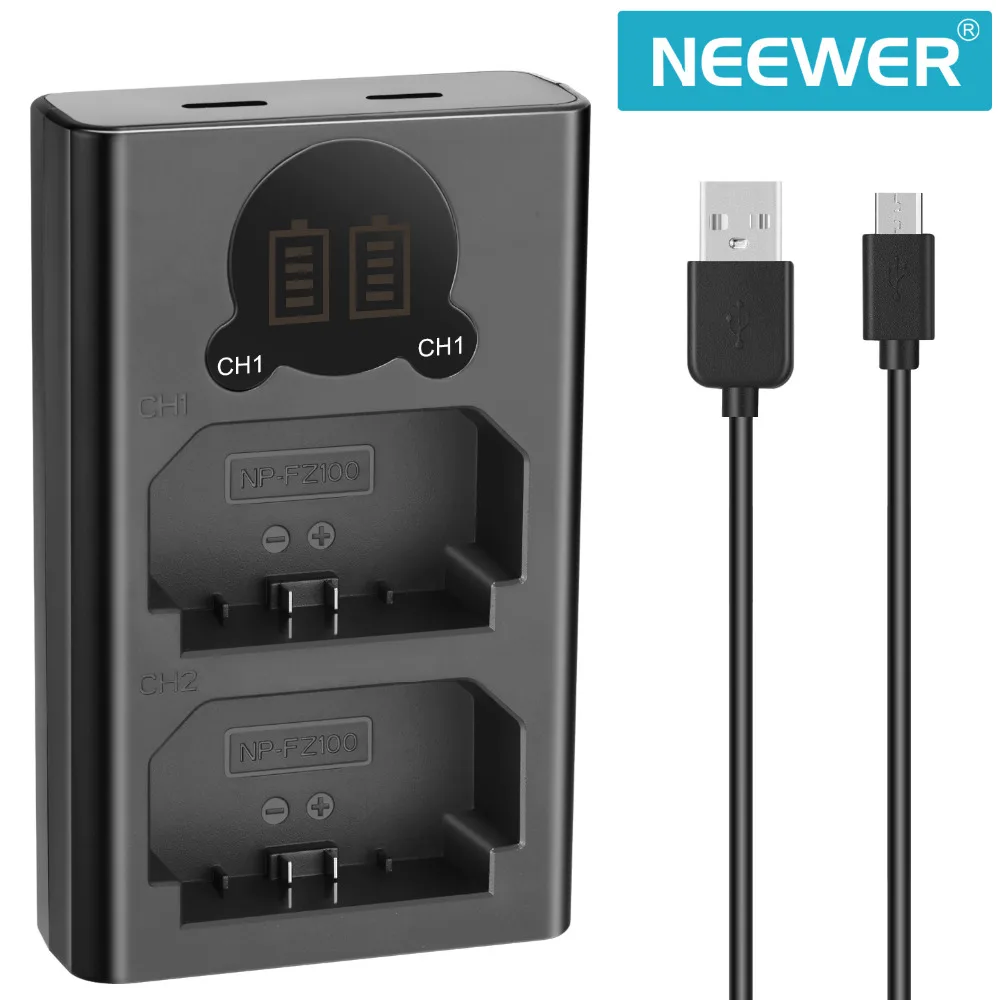 Neewer двойное зарядное устройство USB для Sony NP FZ100 Battery совместимое с камерами A9 A7III