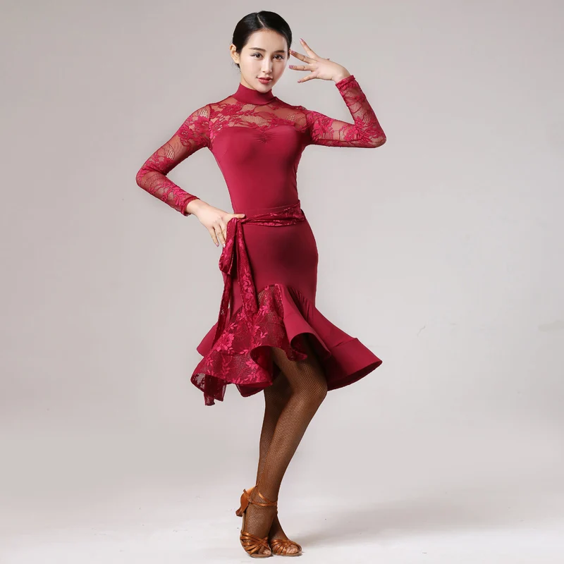 Новый Костюмы для латиноамериканских танцев Salsa ча-ча танго бальных платье топ и