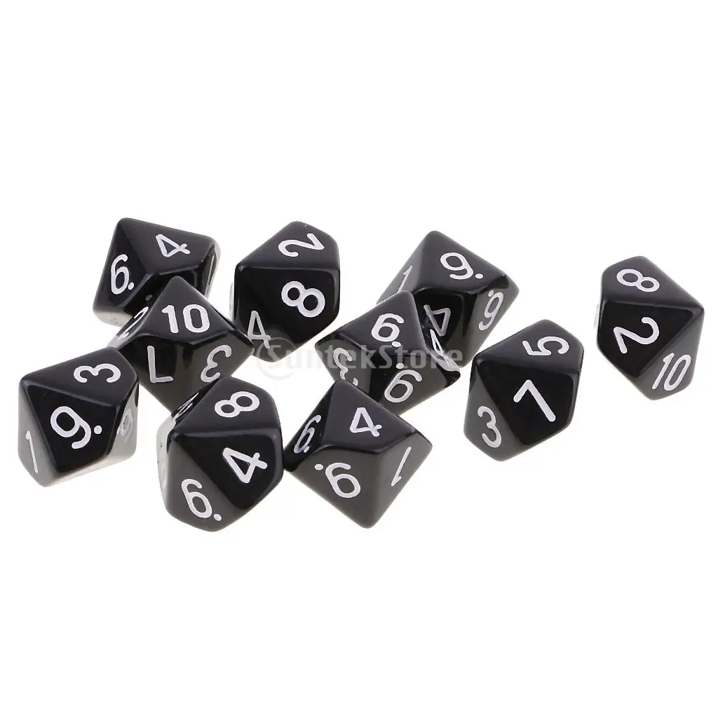 10 шт. 10-сторонние игральные кости D10 многогранные для подземей и драконов игры