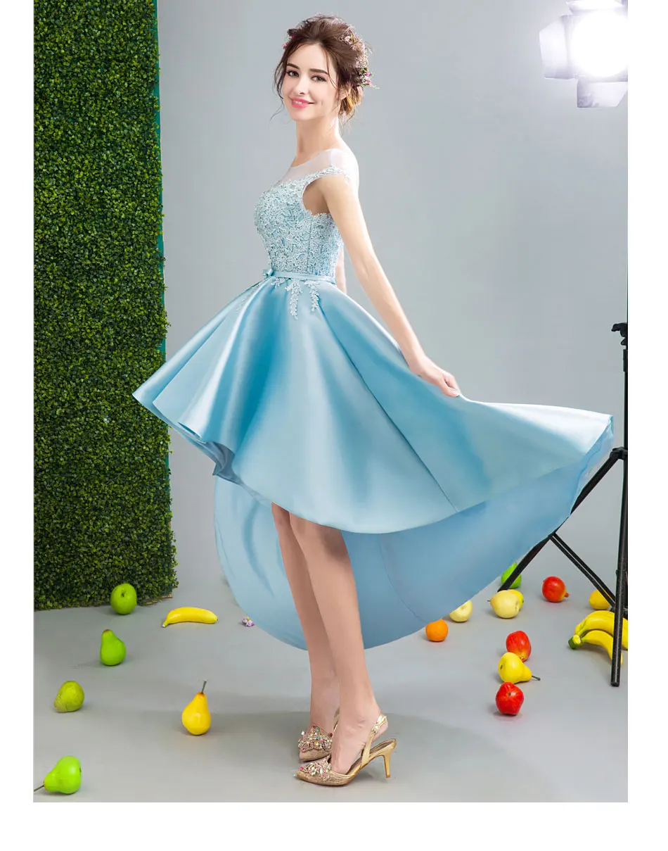light blue Вечернее Платье Без Рукавов It's Yiiya, Вечерние Платья Асимметричный Элегантный, Роскошные Сексуальные Вышивка,Известный Дизайнер, LX226,весна-лето - Цвет: light blue