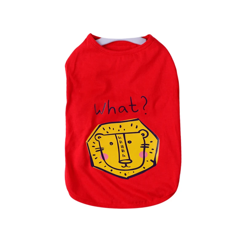 Lion Stripe Red Dog T-shirt Soft Puppy Dogs Clothes Cute Pet Dog Clothes Cartoon Pet Clothing Summer Shirt Casual Vests For Small Pets 25 - Цвет: Lion Stripe Red