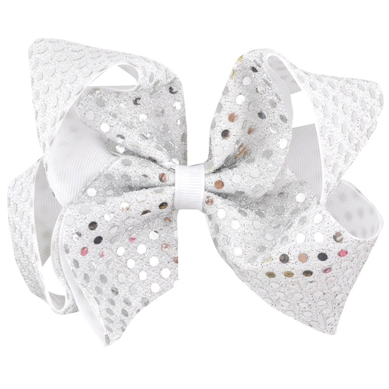 6 дюймов большой бант для волос с блестками Радужная лента Заколка бантик