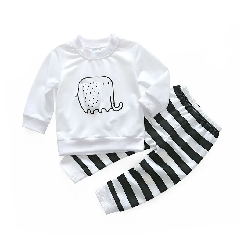 baby clothes 2018 newborn boys girls cotton set cartoon print pullover+trousers kids clothing sets casual style tracksuit | Детская