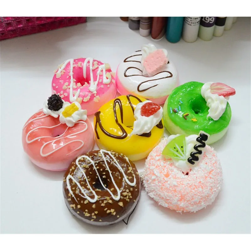 12pcs doughnut cake Squishy Slow Rising Squeeze anti-stress toy Simulation food Decoration pretend play kitchen toys sets | Игрушки и