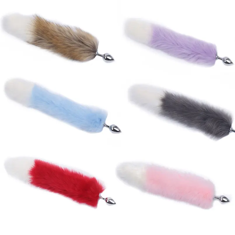 Анальная пробка из алюминиевого сплава с лисьим хвостом фаллоимитатор вибратор