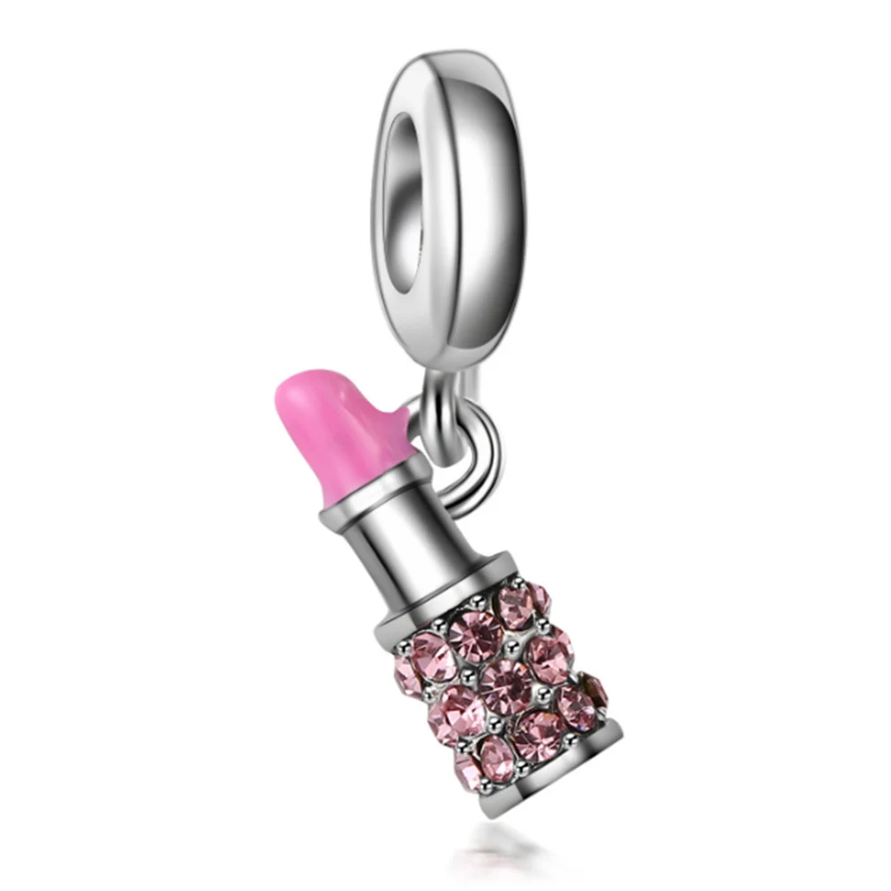 Помада со стразами Форма Подвески из сплавов подходит для женщин шарм браслеты