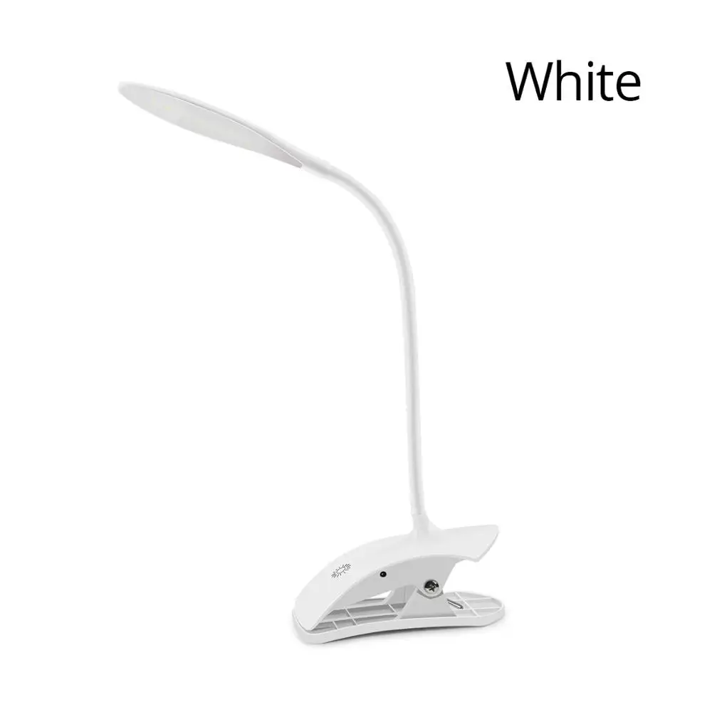 White 3 уровня яркости Настольная лампа с регулируемой яркостью USB Настольная лампа с зажимом стенд сенсорный датчик переключатель лампа для изучения прикроватной работы освещение - Цвет абажура: White