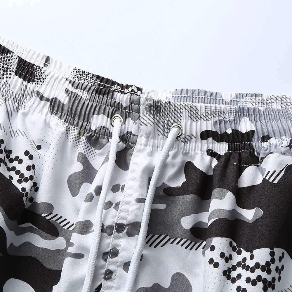 Мужские повседневные шорты с карманами и принтом свободные дышащие для пляжа