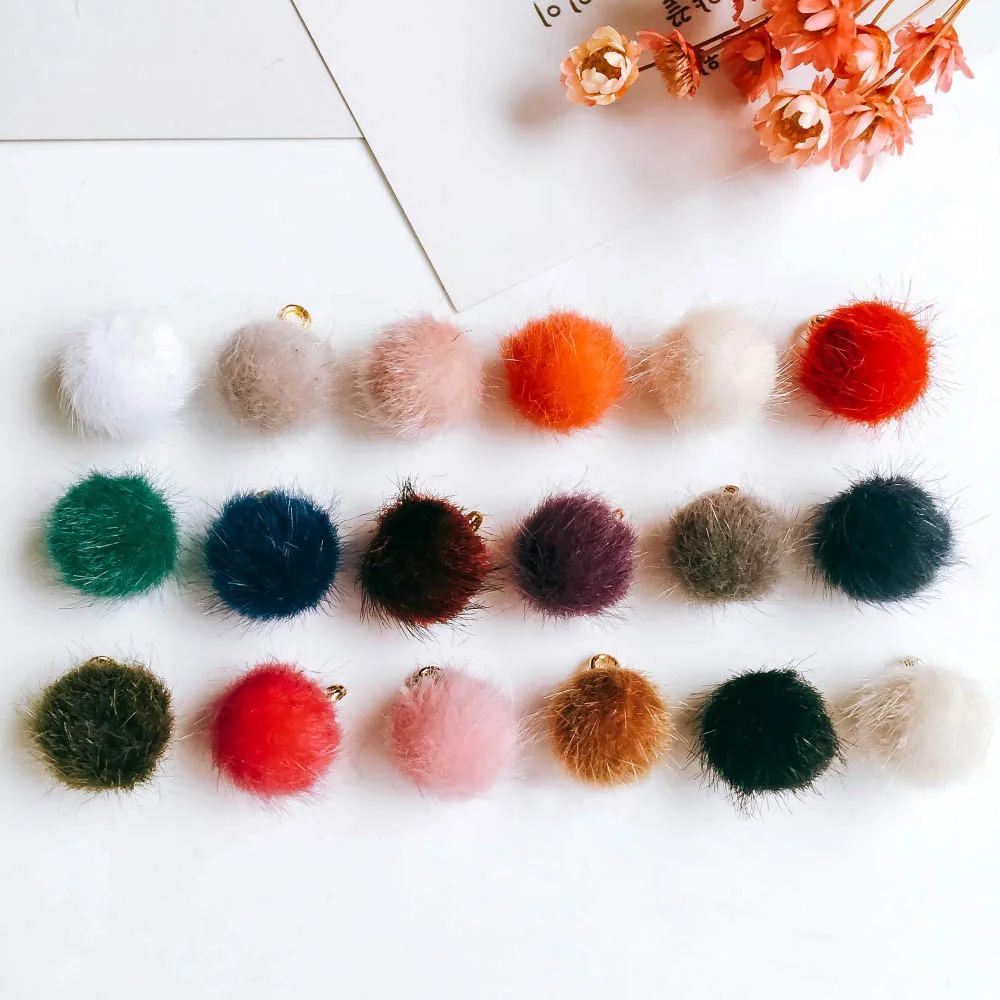 Imitation Wool Round Ball Stuff Goods Eardrop Pendant Charms Earrings Accessories Jewelry Components Finding Diy Material 10pcs - купить по