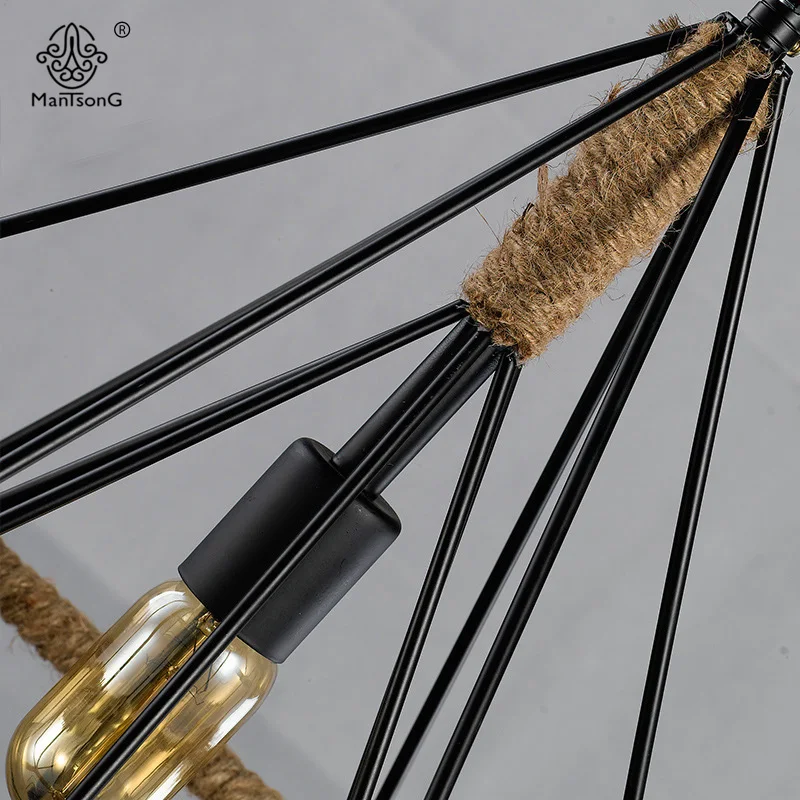 Старинные Лампы Алмаз Дизайн Пеньковая Веревка Железа Клетка Подвесной