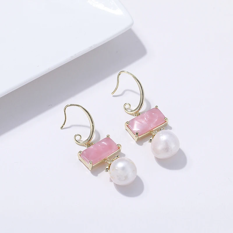 Женские Висячие серьги Yhpup розовые медные в стиле бохо с кристаллами из смолы и