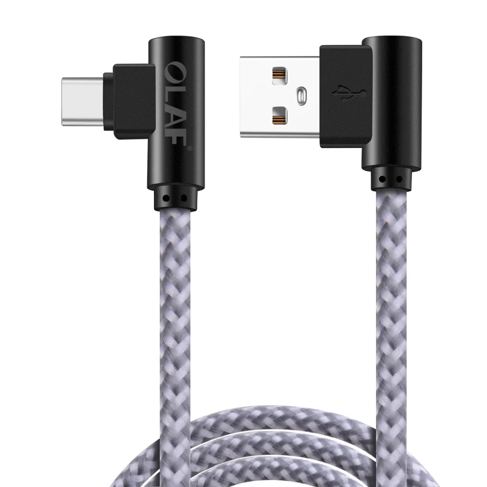 Олаф usb type C 90 градусов быстрая зарядка usb c кабель тип-c 3,1 кабель для передачи данных зарядное устройство usb-c для samsung S8 S9 Note 9 8 Xiaomi mi8 mi6 - Цвет: Silver