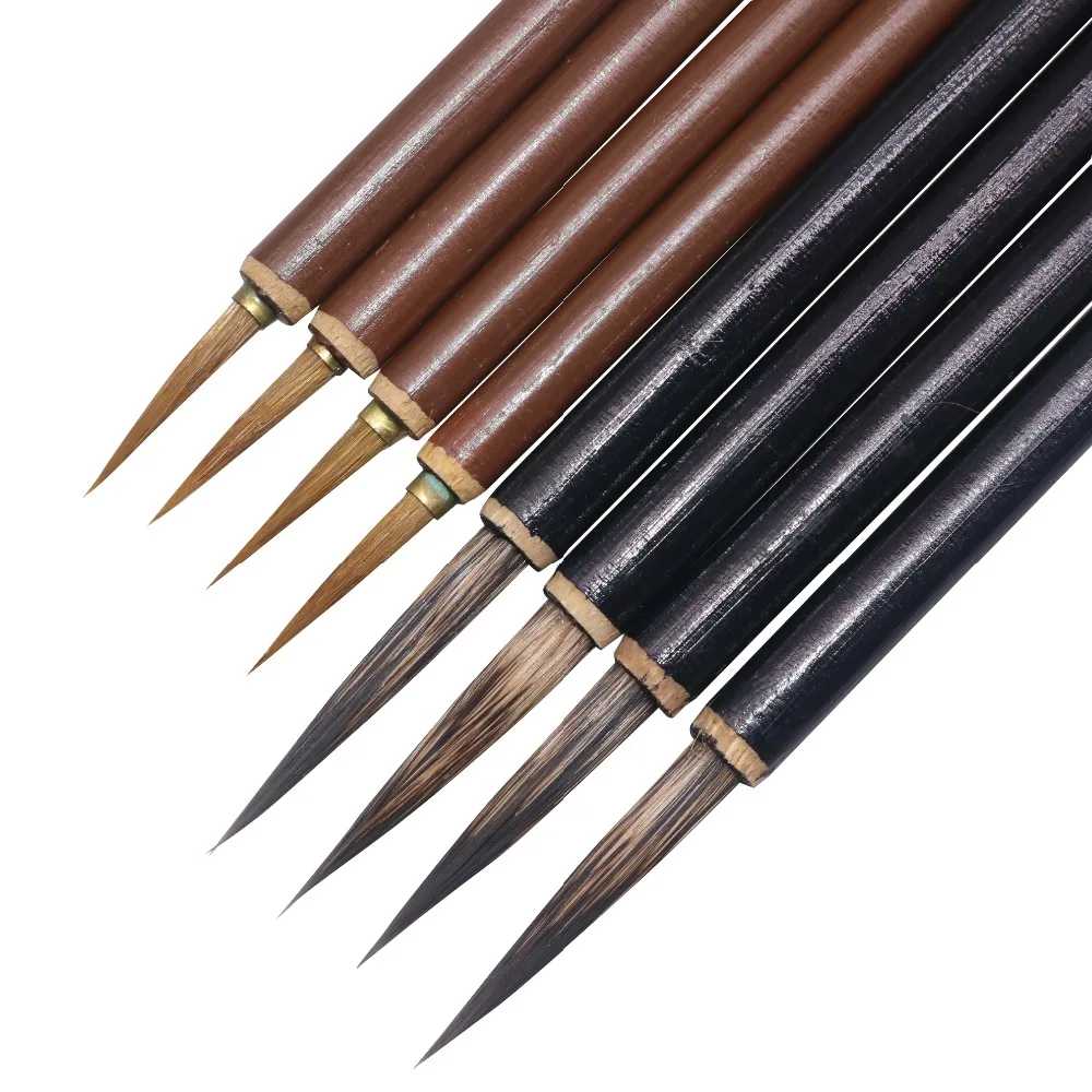 

5 Pcs Brown Black Large Hook Line Pen Watercolor Brush Chinese Calligraphy Artist Art Student Learning Stationery Painting Tool