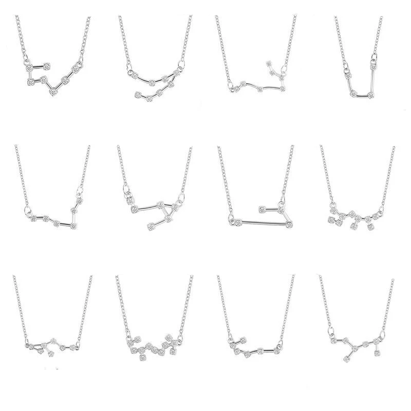 Todorova Star Zodiac Sign 12 Constellation Necklaces &amp Pendants Choker for Women Long Chain Necklace Bijoux Femme | Украшения и
