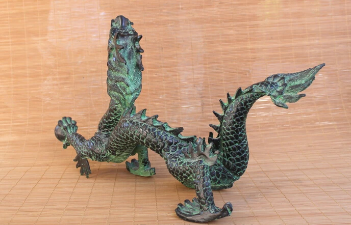 Chinese Bronze Copper carved Fly dragon Home Feng shui Decor Statue garden decoration | Дом и сад