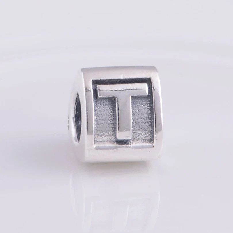 Аутентичные стерлингового серебра 925 Алфавит Буква Q-R-s-t Шарм Бусины подходит Pandora