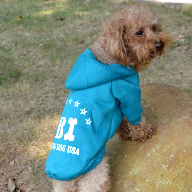 Толстовки с капюшоном для маленьких собак одежда щенков кошек пальто принтом ФБР