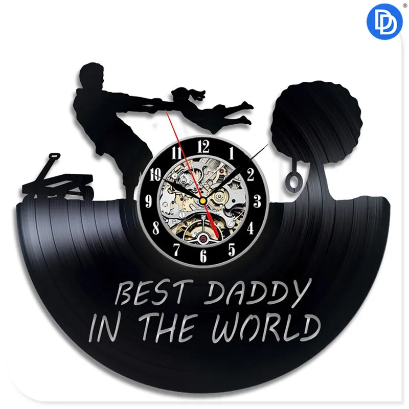Горячая День отца дизайн виниловые 3D настенные часы лучший папа отцовская любовь
