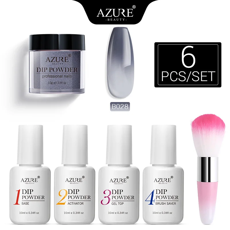 Azure Beauty 6 шт./лот Dip порошки для ногтей термальные изменения цвета градиент
