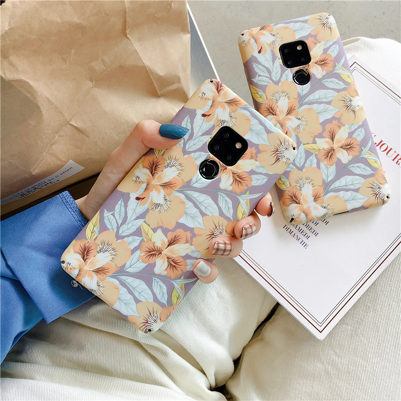 Kexin Vintage Gardenia Flower Phone Case For Huawei P30 P20 Mate20 Pro Matte Hard Floral Nova 4 Honor 9 10 | Мобильные телефоны и