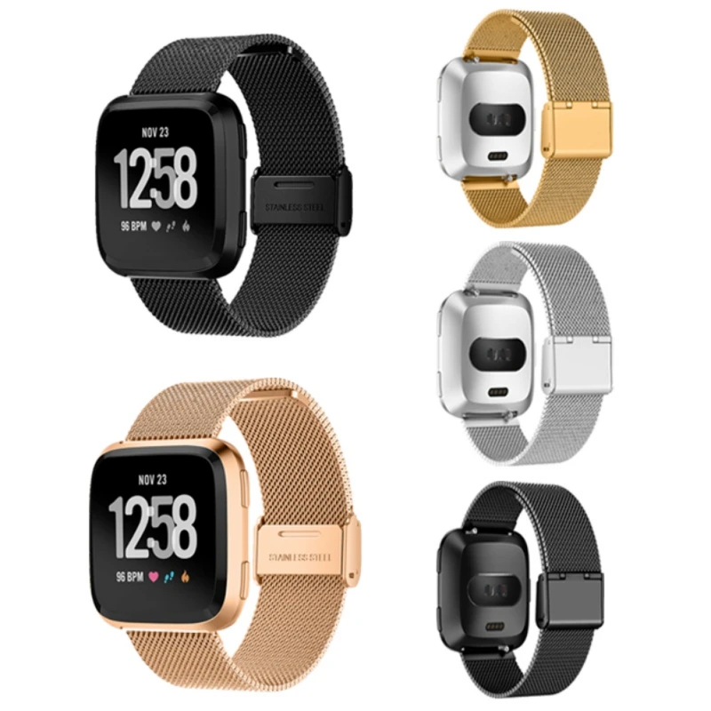 Сетчатый ремешок из нержавеющей стали для Fitbit Versa Ремешки наручных часов