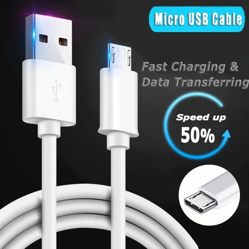 Micro USB кабель 2 м 1 для Xiaomi Huawei Android 2A Быстрая зарядка данных зарядное устройство MP3