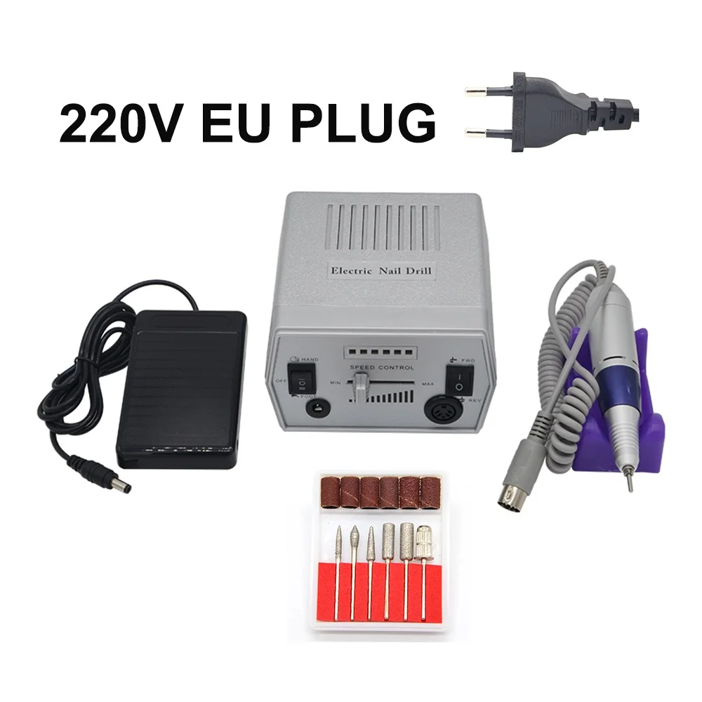 Sliver EU plug Золотой электрический сверлильный станок для дизайна ногтей, Профессиональный аппарат для маникюра, оборудование для дизайна ногтей, оборудование для педикюра и маникюра - Цвет: Sliver EU plug