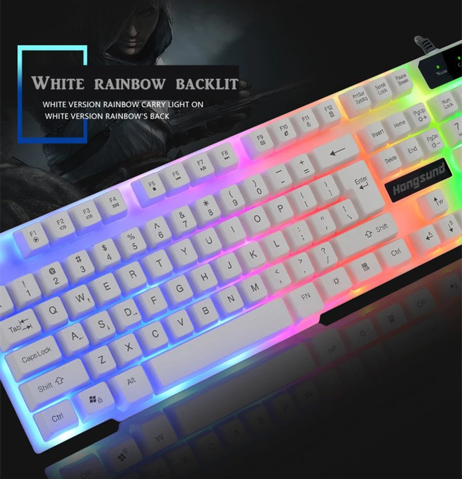 7 цветов подсветка игровая клавиатура геймер Teclado игровая Проводная USB клавиатура с подобным механическим ощущением плавающий светодиодный с подсветкой