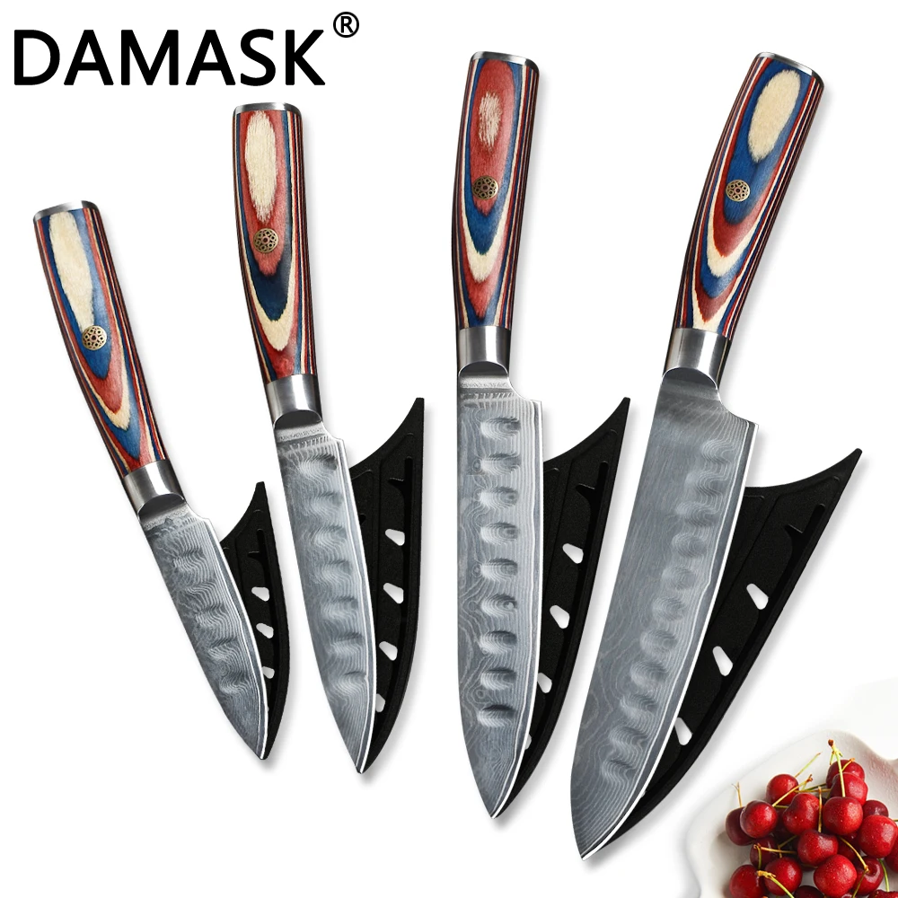 Дамасский нож DAMASK кухонные ножи для приготовления ножей цветочный ноготь японский стиль нож шеф-повара VG10 дамасский стальной режущий инструмент столовые приборы