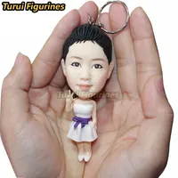 custom clay figurines keychain full body about 10CM size cute ceramic clay ooak doll mini stadue from your photo pictures gifts