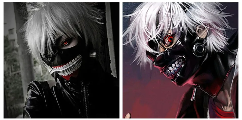 Anime Tokyo ghoul mask adjustable zipper bike riding dust disguise role play | Тематическая одежда и униформа