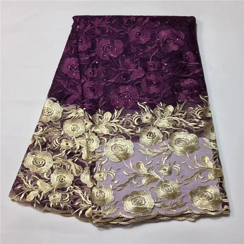 Лидер продаж вышитые белый цветочный узор с камнем Дизайн французский Кружево