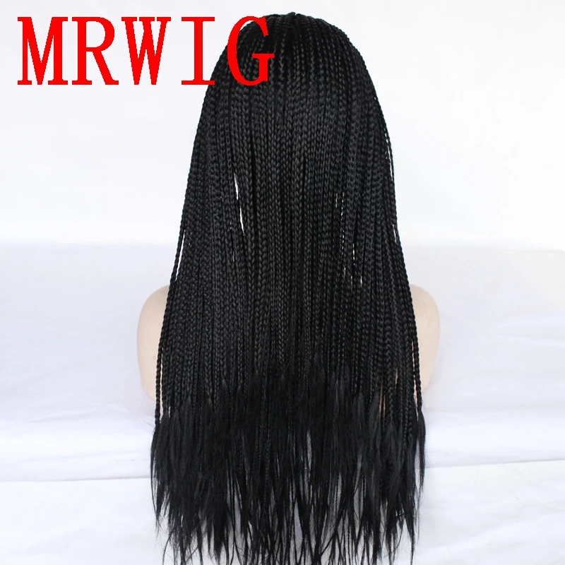 MRWIG Box плетеные косички без клея синтетический фронтальный кружевной парик