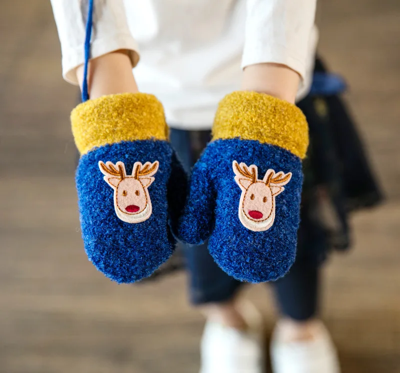 royal blue Зимние вязаные перчатки для маленьких мальчиков и девочек возрастом от 1 года до 4 лет, теплые рукавицы, перчатки для детей, для малышей, TS173 - Цвет: royal blue