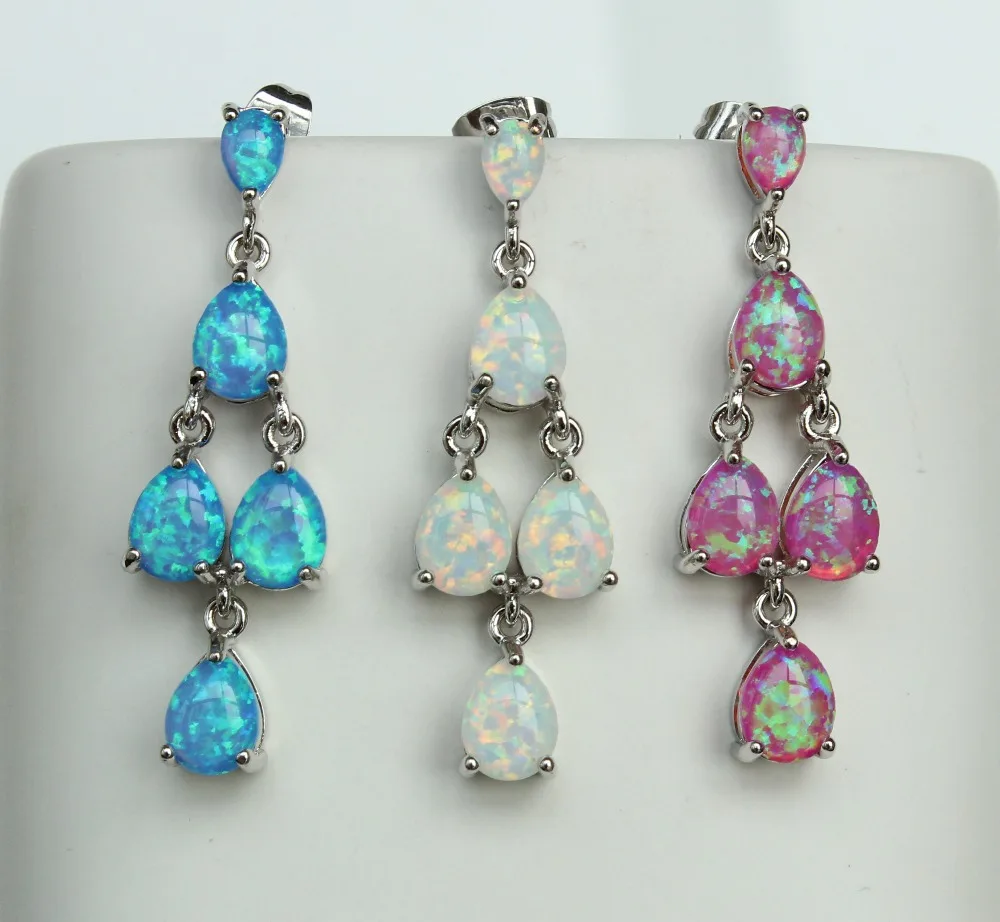 Изящные серьги капельки с синим и белым огненным опалом для женщин|opal ring white