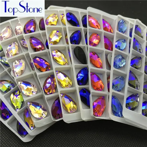 TopStone, много цветов, хрустальные стразы для шитья, пришивные камни, стекло для платьев, ювелирных изделий