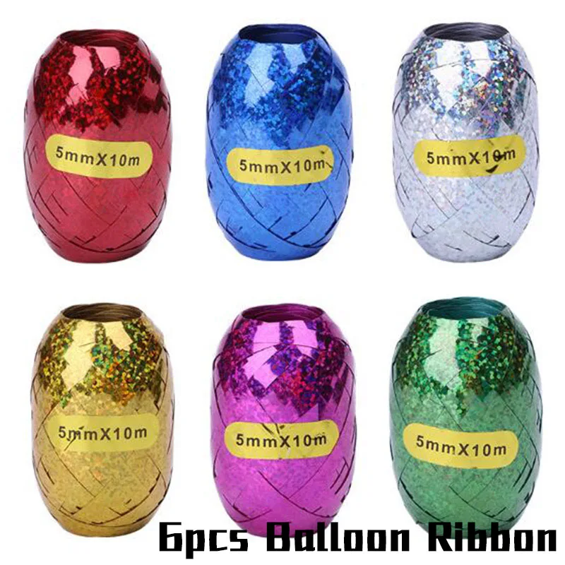 6pcs Balloon Ribbon JOY-ENLIFE 5 м аксессуары для шаров цепочка для шаров 110 отверстия шары на день рождения или свадьбу лента декорации аксессуары - Цвет: 6pcs Balloon Ribbon