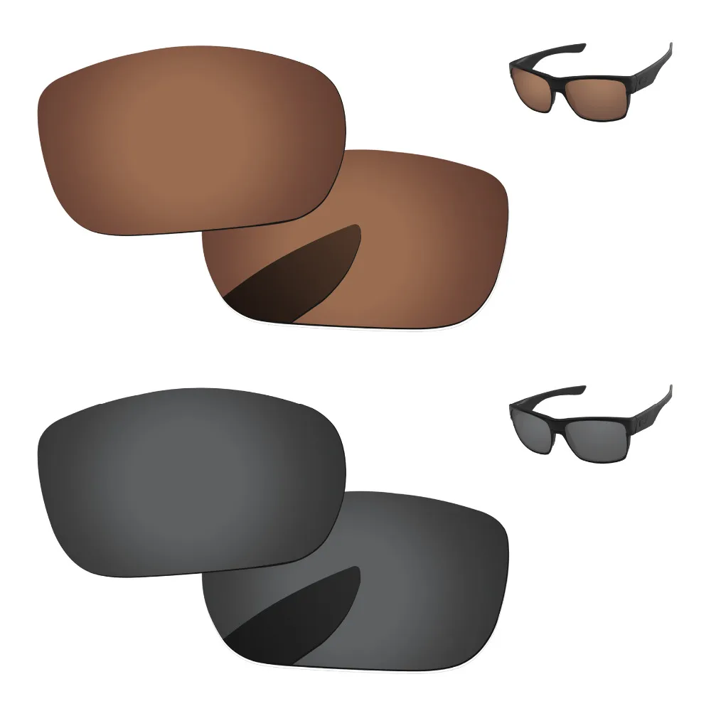 

Черный серый и медный коричневый 2 пары Поляризованные Сменные линзы для Солнцезащитные очки Рамка 100% UVA и UVB Защита