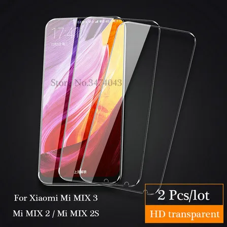 2 шт./лот, полное покрытие, закаленное стекло для Xiaomi mi X 3 2 2 s, Защита экрана для Xiaomi mi Mix 2 2s 3 mi X3 mi X2s mi X2, стеклянная пленка - Цвет: 2Pcs HD transparent