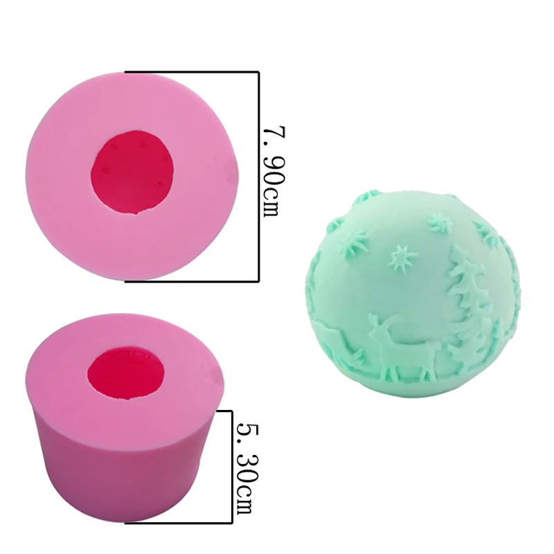 Форма для свечей с рождественским шариком 1352 со звездой оленем и елкой также мыла