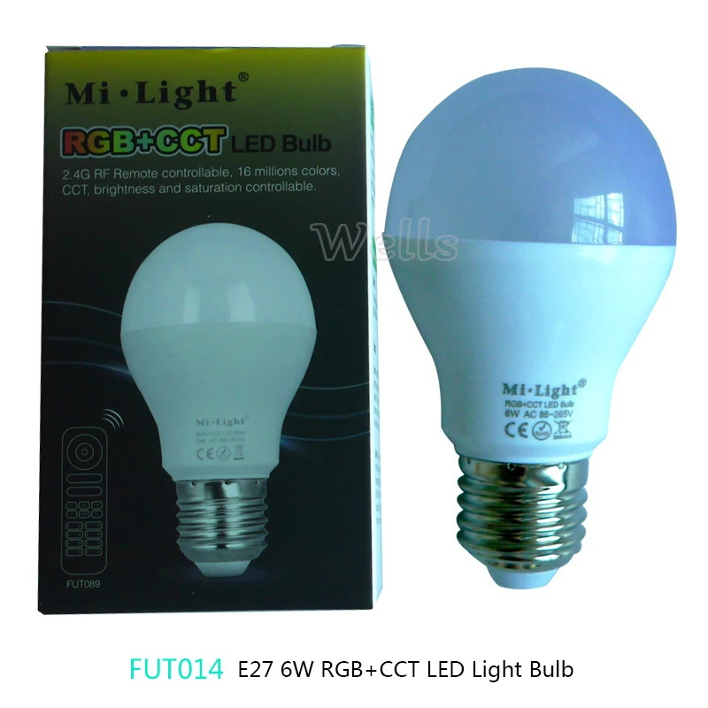 Miboxer FUT014 6 Вт E27 RGB + CCT Светодиодная лампа умная приложение Wi Fi светодиодная белая с