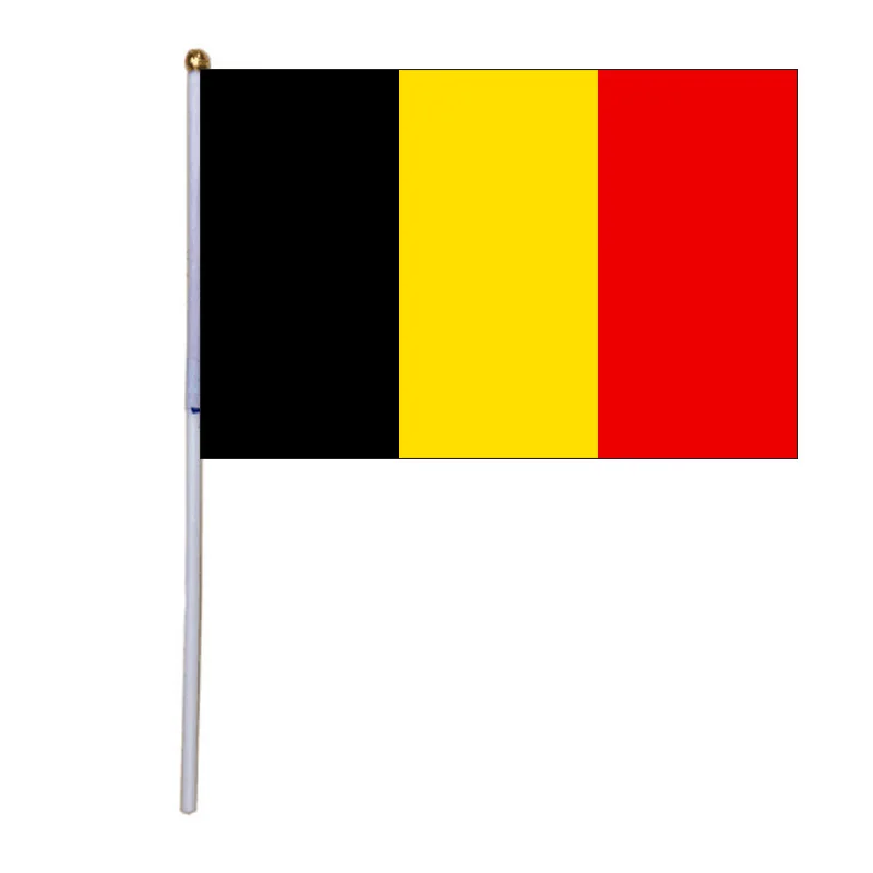 

free shipping xvggdg 100pcs 14 * 21cm belgium hand flag Promotion Wholesale Small belgium Hand Waving National Flag
