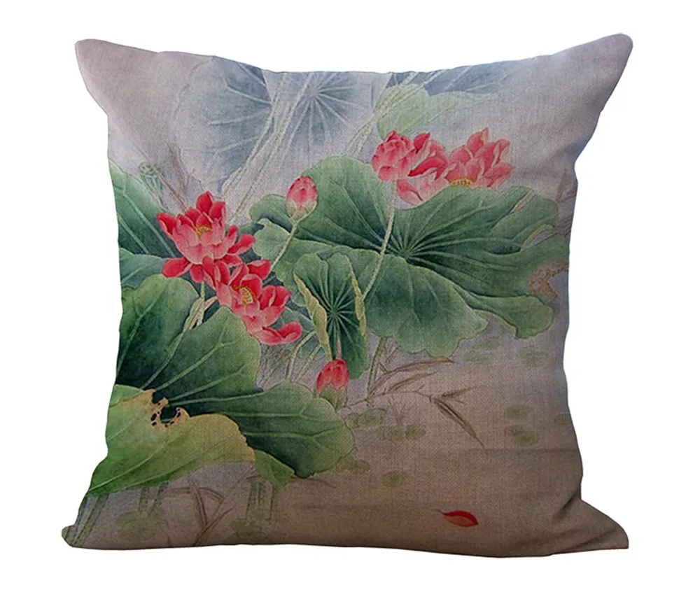 ZXZXOON Декоративные диванные подушки Чехол завод с цветочным принтом в виде лотоса